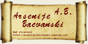 Arsenije Bačvanski vizit kartica